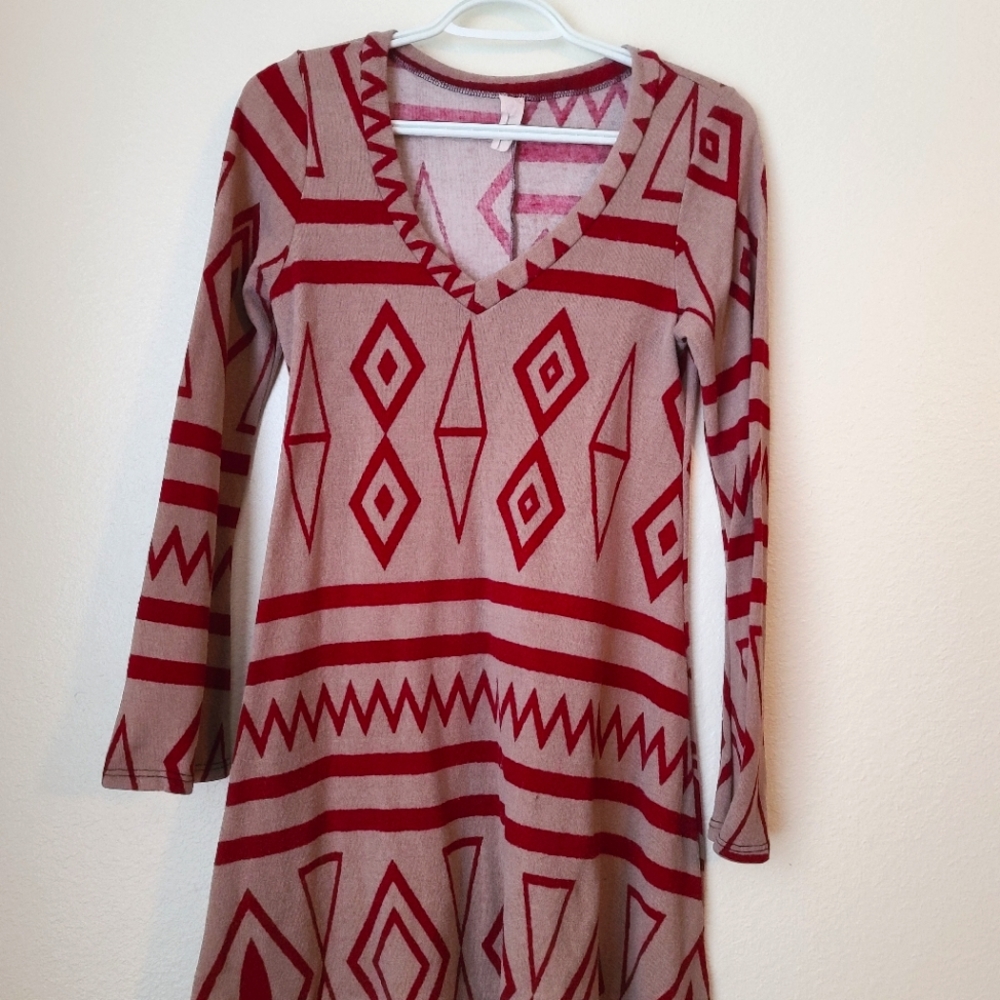 Red and tan dress